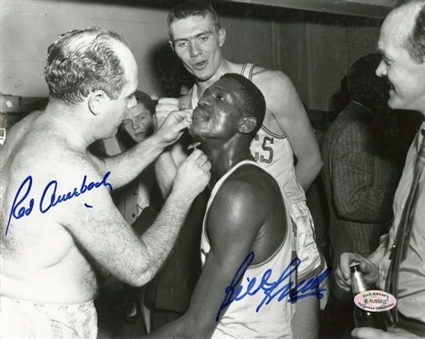 Bill Russell & Red Auerbach Dual Signed B/W 8x10 Photo